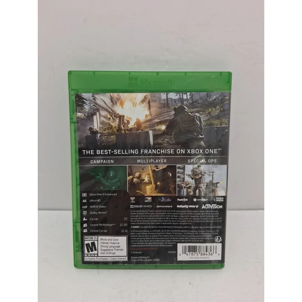 Call of Duty Modern Warfare Xbox One 2019 Activision 4K Ultra HD HDR Disc Case